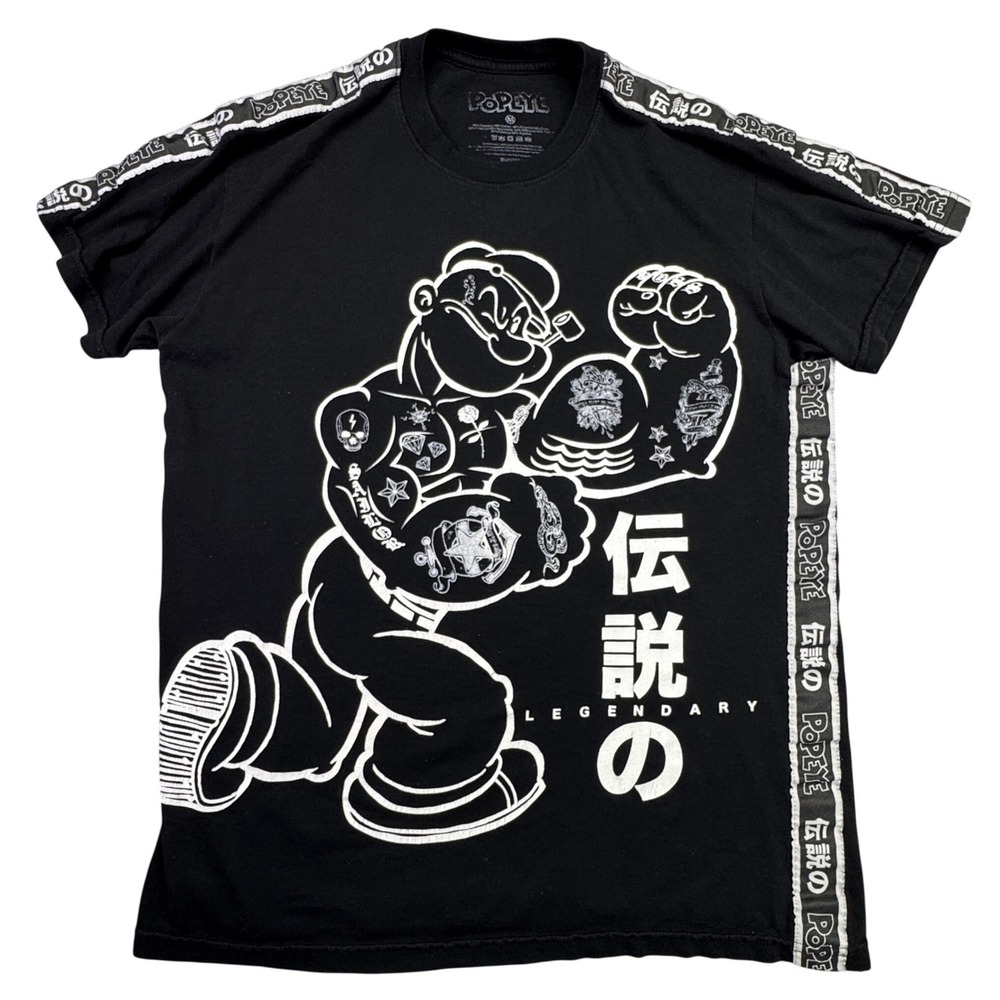 Popeye Men's Popeye‎ Legendary Japanese Graphic T-Shirt Black Size Medium